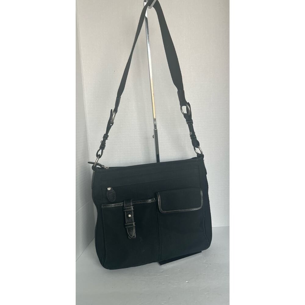 Fossil Women's Canvas and Leather Black‎ Lots of Pockets Shoulder Bag